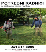 Potrebni radnici na održavanju zelenih površina - 0642178000